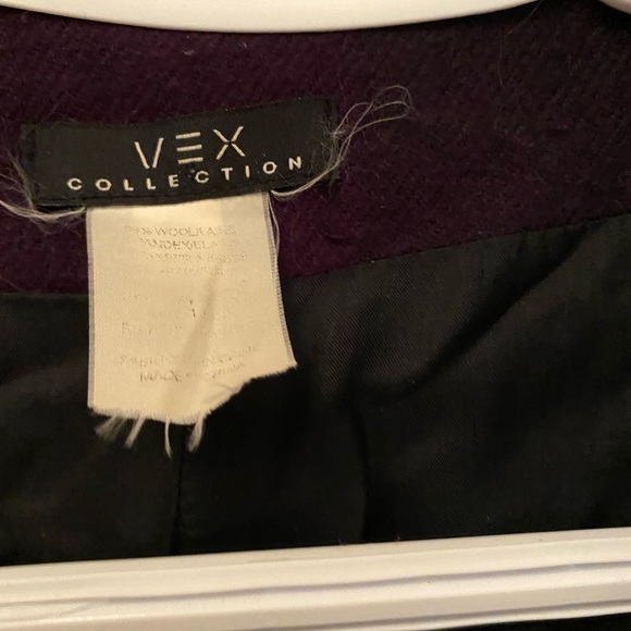 Purple and black checks wool coat. Double breasted. - Picture 2 of 2